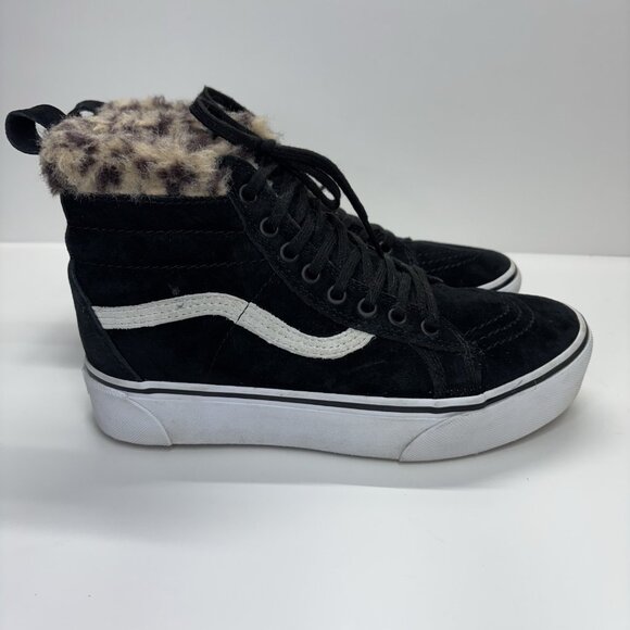 Vans Sk8-Hi MTE Fur Lined Black Suede High Top Sneakers Men’s 6.5 Women’s 8 Y2K - Picture 1 of 11